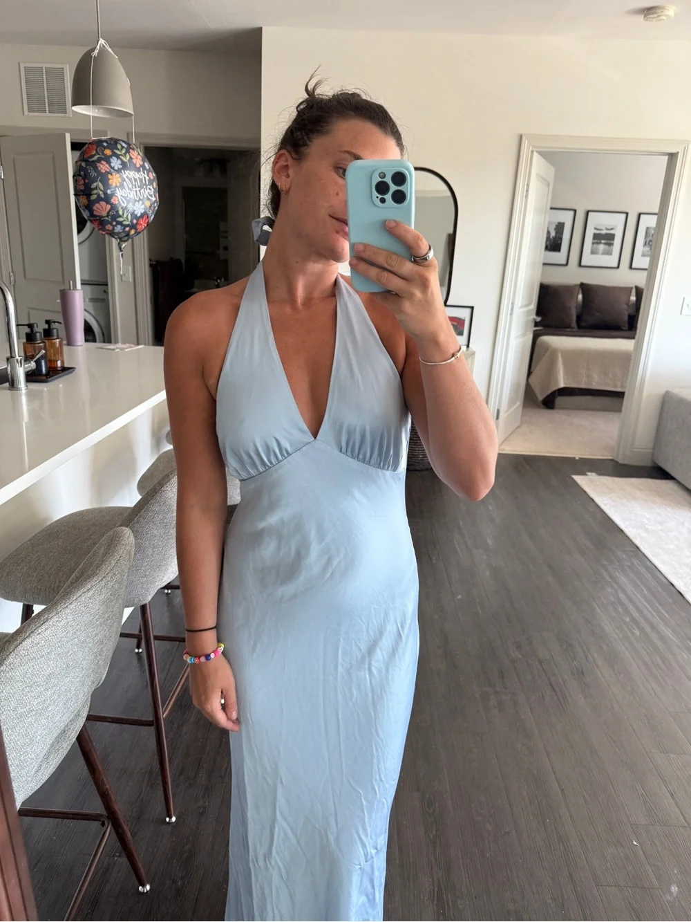Abercrombie & Fitch Light Blue Halter Maxi Dress
